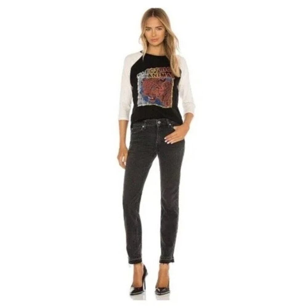 We the Free | Cuffed Slim Boyfriend Jeans in Faded Black Wash | Size 30